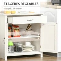 HOMCOM Buffet salon, meuble de rangement avec tiroir, 2 portes de grange et étagère réglable, 80 x 39,7 x 80 cm, blanc(m-5)