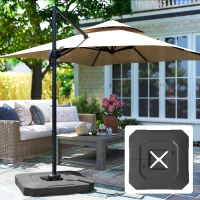 Outsunny Set 2 Greutăți pentru Bază Umbrelă cu Braț Lateral din HDPE, Reumplibile până la 105 kg, 101x101x12 cm, Negru(m-9)