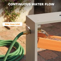 AIYAPLAY Zand- en Watertafel, Houten Watertafel, Speeltafel met Waterbaan, 2 Bakken Zandbak voor Kinderen van 3-8 Jaar Grijs(m-5)