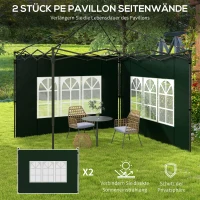 Outsunny 2er Set Seitenwände für Pavillon 3x3 3x6 Wasserdicht Seitenteile mit Fenster Dunkelgrün(m-4)