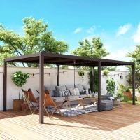 Outsunny Pergola con tetto a lamelle regolabili, 3x6 m, Grigio scuro(m-2)