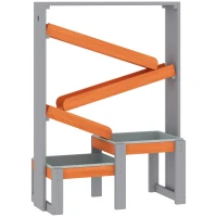 AIYAPLAY Zand- en Watertafel, Houten Watertafel, Speeltafel met Waterbaan, 2 Bakken Zandbak voor Kinderen van 3-8 Jaar Grijs(m-1)