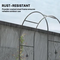 Outsunny 2.17m Steel Garden Arch with Gate, Wedding Arch for Outdoor, Garden, 107W x 45D x 217H cm Black(m-5)