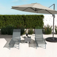Outsunny Set 2 lettini pieghevoli in textilene, 54x164x84 cm, Grigio chiaro(m-4)