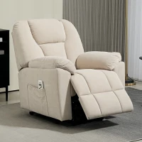 HOMCOM Fauteuil releveur électrique avec fonction massage et chauffage avec dossier inclinable, ports USB, télécommande, beige(m-10)