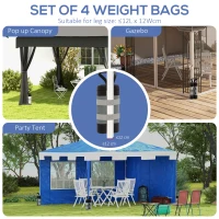 Outsunny Worki piaskowe do pawilonów, zestaw 4 szt., 48 kg, bez piasku, z paskami mocującymi, odporny na warunki atmosferyczne, Czarny(m-4)