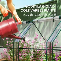 Outsunny Mini Serra da Giardino a 4 Porte Arrotolabili con Copertura Allungata, in Acciaio e PE, 360x90x90 cm, Trasparente(m-6)