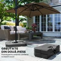Outsunny Set 2 Greutăți pentru Bază Umbrelă cu Braț Lateral din HDPE, Reumplibile până la 105 kg, 101x101x12 cm, Negru(m-4)