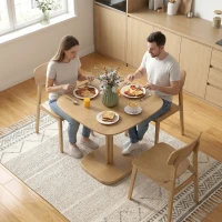 HOMCOM Esstisch, 70 x 70 cm Küchentisch für 4 Personen aus Kautschukholz für Küche, Esszimmer, Natur(m-8)