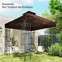 Outsunny 3 x 3 m Ersatzdach für Pavillon, Pavillon-Ersatzplane mit Wasserablauf-Löchern, UPF30+, Sonnenschutz, Kaffee(m-7)
