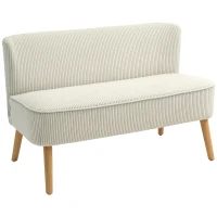 HOMCOM Divano 2 posti Imbottitura Morbida, Rivestimento Facile da Pulire e Portata fino a 150 kg, 117x56,5x77 cm, Bianco Crema(m-7)