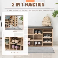 HOMCOM Multi-Storage Shoe Rack w/ 14 Compartments Cushion Moving Shelves Solid Frame Foot Pads Home Office Tidy Organisation Boots Trainers Brown(m-4)