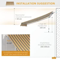 Outsunny Tenda da sole a bracci con manovella, 2,95x2,45 m, Giallo e Grigio(m-5)