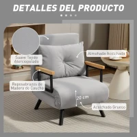 HOMCOM Sofá Cama Individual Plegable Sofá Cama Convertible 4 en 1 Respaldo Ajustable de 5 Niveles y Almohada 63x73x81 cm Gris(m-6)