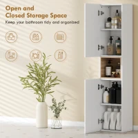 HOMCOM szafka łazienkowa, stojąca z 2 drzwiczkami i otwartą półką, biała(m-4)