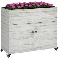 Outsunny Letto rialzato con ruote e scomparto, 110x50x95 cm, Bianco(m-7)