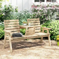 Outsunny Fir Wood Convertible 2 to 3 Seater Outdoor Garden Bench, Natural Wood Finish(m-9)