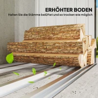 Outsunny Brennholzschuppen, Feuerholzunterstand, Stahl, erhöhter Boden, Schrägdach, 213 x 66,5 x 150 cm, Dunkelgrau(m-5)