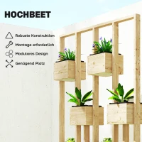 Outsunny Hochbeet mit Rankgitter Körbe, Holz Pflanzkasten Pflanzkübel Blumenkasten, 90 x 45 x 170 cm(m-4)
