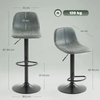 HOMCOM Bar Stools Set of 2, Modern Swivel Barstools with Footrest for Kitchen Island and Dining Room, Green(m-3)