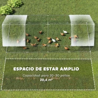 PawHut Gallinero para Exterior Grande de Acero Galvanizado 6,8x3x1,9 m 20,4 m² con Cubierta Tela Oxford y Cerradura Plata(m-4)