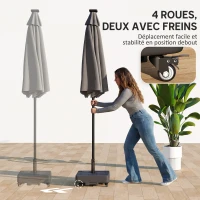 Outsunny Pied de parasol Carré, socle parasol extérieur avec roues Remplissable 35 kg Sable ou 28 L Eau, 48 x 48 x 38,5 cm, Noir(m-4)