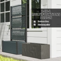 Outsunny Hochbeet mit Rankgitter in Rattan-Optik Pflanzkasten Blumenkasten mit Rankhilfe 90 x 35 x 148cm Dunkelgrau(m-5)