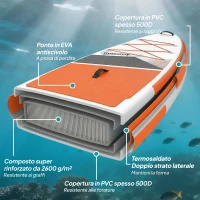 Outsunny Tavola Sup Gonfiabile Stand Up Paddle Antiscivolo 320x82x15 cm, Arancione(m-4)