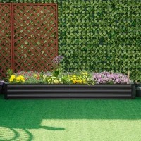 Outsunny Carré potager de jardin rectangulaire jardinière extérieure 241 x 90 x 30 cm tôle d'acier ondulée gris(m-10)