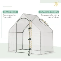 Outsunny Walk In Tomato Greenhouse Garden Outdoor Mini Greenhouse Flower Planter Steel Frame with Zipped Door & Window, PE Cover, 180 x 100 x 168CM,  White(m-5)