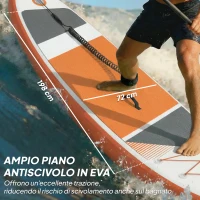 Outsunny Tavola Sup Gonfiabile Stand Up Paddle Antiscivolo 320x82x15 cm, Arancione(m-5)