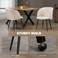 HOMCOM Zestaw 2 krzeseł jadalnych, krzesła tapicerowane z materiału, krzesła kuchenne ze stalowymi nogami, z ergonomicznym oparciem, kremowe(m-6)