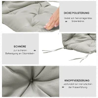 Outsunny 2er-Set Sitzkissen, 98 x 50 cm Stuhlkissen mit Bindebänder, Stoffbezug, 8cm dick Hellgrau(m-6)