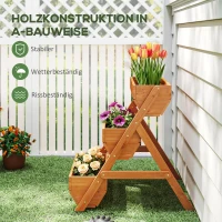 Outsunny Vertikales Hochbeet mit 3 Etagen Vertikalbeet aus Holz Blumenkasten mit 3 Pflanzkästen Ablauflöchern Braun(m-6)