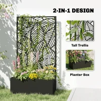 Outsunny podwyższana grządka metalowa z kratownicą dla pnączy, wolnostojąca lub do montażu na ścianie(m-4)