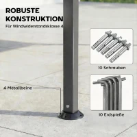 Outsunny Pavillon 3,2x3,2 m Stabil Winterfest Gartenpavillon mit ausziehbaren Dachüberstand, Doppeldach Dunkelgrau(m-7)