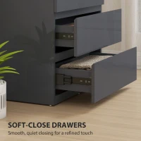 HOMCOM High Gloss Chest of Drawers, 4-Drawer Storage Cabinets, Modern Dresser for Bedroom, Grey(m-5)