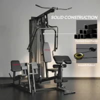 SPORTNOW Siłownia domowa z drążkiem do ściągania, motylkowym drążkiem, stos ciężarów 65 kg, obciążenie do 120 kg(m-7)