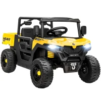 AIYAPLAY Kids Ride on Car, 12V Electric Kids UTV with Electric Dump Bed, 4-Wheel Suspension for 3-8 Years, Yellow(m-1)