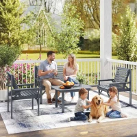 Outsunny 4 Piece Wooden Garden Furniture Set, Outdoor Garden Sofa Set with 2 Armchairs, Loveseat and Coffee Table, Grey(m-8)