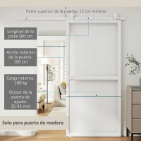 HOMCOM Herrajes para Puertas Correderas 200 cm Kit de Accesorios para Puerta Corredera con 2 Rieles y Guía Blanco(m-4)