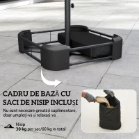 Outsunny Umbrelă Dublă de Grădină 3x1.5 m, Umbrelă de Exterior cu Sac de Nisip, Anti UV 50+, Bej(m-4)