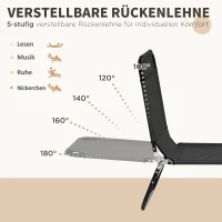 Outsunny 2er Set Sonnenliege klappbar Gartenliege mit 5-Fach höhenverstellbarer Rückenlehne bis 120kg belastbar(m-4)
