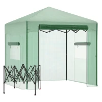 Outsunny Serra tunnel per pomodori con porta e finestra, 238x178x240 cm, Verde scuro(m-7)