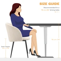 HOMCOM Zestaw 2 krzeseł jadalnych, krzesła tapicerowane z materiału, krzesła kuchenne ze stalowymi nogami, z ergonomicznym oparciem, kremowe(m-7)