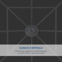 Outsunny Gazebo da Giardino con Struttura in Alluminio, Tetto in Policarbonato, Impermeabile UV 60+, Pareti laterali 3 x 3 m, Grigio Scuro(m-7)