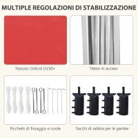 Outsunny Gazebo da Giardino Pop-up Pieghevole Regolabile in Altezza Protezione UV 30+, 3 Pareti Laterali, Rosso(m-6)