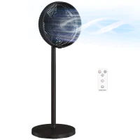 HOMCOM 40 cm Standing Fan, Cooling Floor Fan with 80° Oscillating, Adjustable Tilt and Height, 4 Speed, Remote Control, Black(m-10)