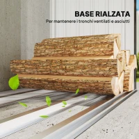 Outsunny Capanno Portalegna in Acciaio da Esterno, Base Rialzata e Tetto Inclinato, 150x66.5x150 cm, Grigio Scuro(m-5)