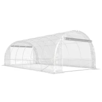 Outsunny Serre tunnel de jardin 18m² serre de jardin tunnel 296x597x199cm cadre acier galvanisé, bâche PE 150g/m² transparent(m-12)